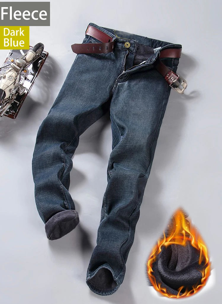 2026 New Business Men's Jeans Casual Straight Stretch Fashion Classic Blue Black Work Denim Pant Trousers Male  Clothing