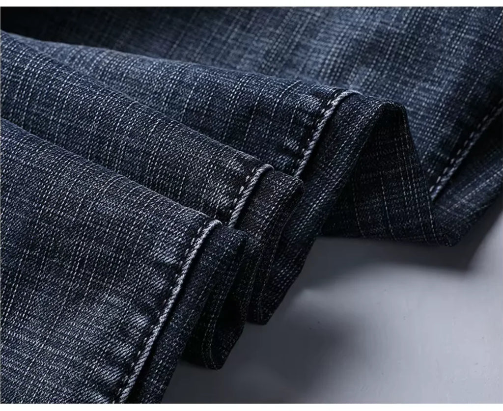 2026 New Business Men's Jeans Casual Straight Stretch Fashion Classic Blue Black Work Denim Pant Trousers Male  Clothing
